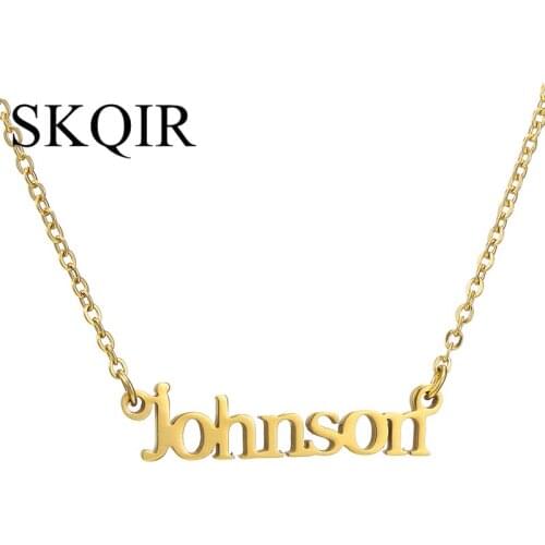 Customized Stainless Steel Name Pendant Necklace Personalized Custom Any Word Charm Choker Chain Necklace Nameplate Jewelry Gift