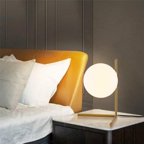1Pc Nordic EU/US Plug Glass Ball Table Lamp E27 Desk Night Light for Home Bedside Study (with Bulb)
