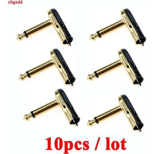 10pcs/lot 6.35mm Mono Jack Right Angle 2 Pole Male Plug Guitar Phono 1/4 Inch Plug for Guitar Effect Pedal Instrument