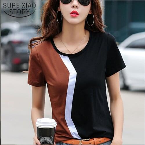 2021 spring summer cool short sleeve shirt blusas Simple Stitching Female Shirt Casual women tops 3189 50