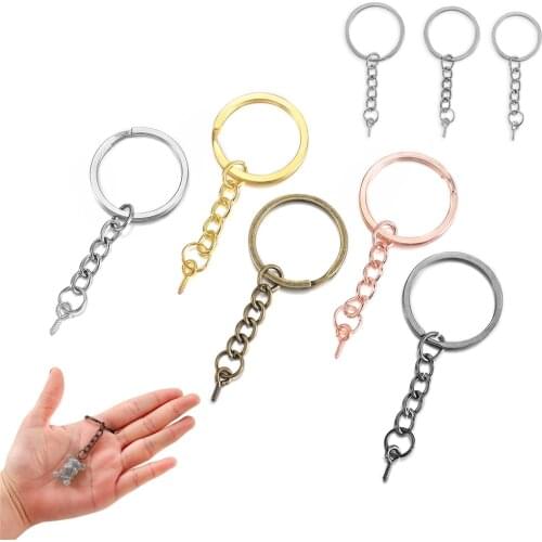 10pcs/lot 25 28 30mm Screw Eye Pin Key Chain Key Ring keychain Bronze Gold Keyrings Split Rings With Screw Pin Jewelry Making