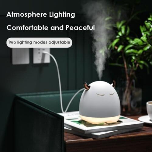 280ml Cute USB Humidifier Devil/OX Ultrasonic Air Aroma Diffuser LED Night Light Lamp Mist Maker Purifier For Home Office 2021