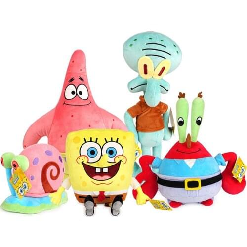 30Cm/Pcs SpongeBobs Patrick Star Squidward Tentacles Kawaii Plushie Cartoon Cute Dolls Anime Plush Toys For Girls Birthday Gift