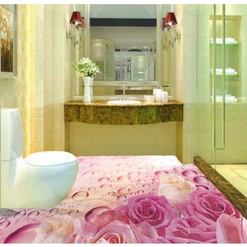 3D Wallpaper Mural Decor Photo Backdrop Rose Water Drop Three-dimensional Floor Non-slip Waterproof Self-adhesive PVC Wallpaper