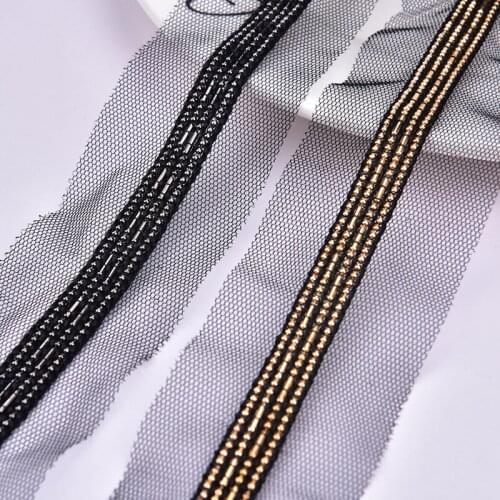 5Yards/lot Beaded Chain Black Mesh Lace Trim DIY Craft Sewing Accessories Clothing Decoration Lace Fabric Fringe Beaded Lace