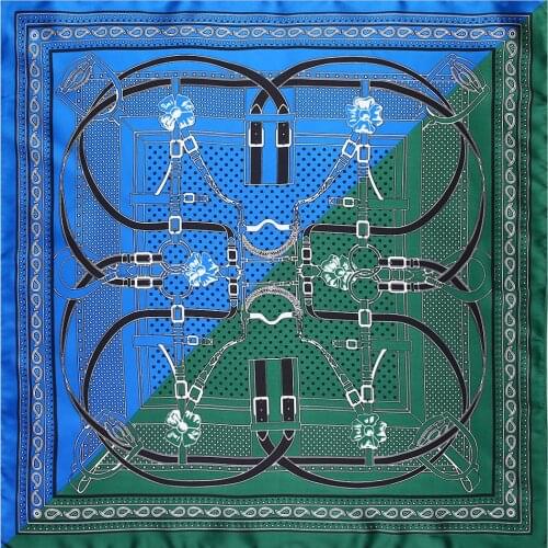 55cm * 55cm Silk Square Scarf Women Element Bag Print Foulard Hijab Bandana Lady Neckerchief chain