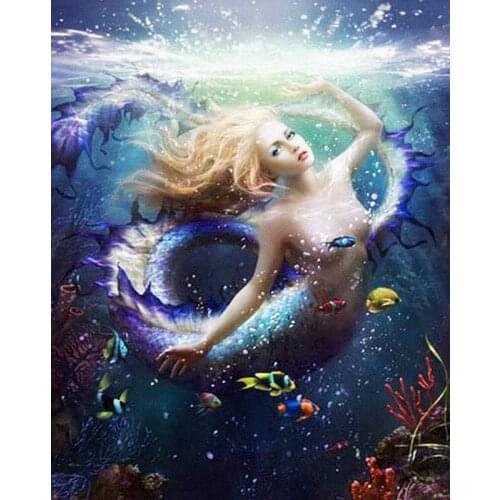 5D DIY Square/Round Diamond Painting Mermaid Cross Stitch Diamond Embroidery Needlework home Decoration J0108