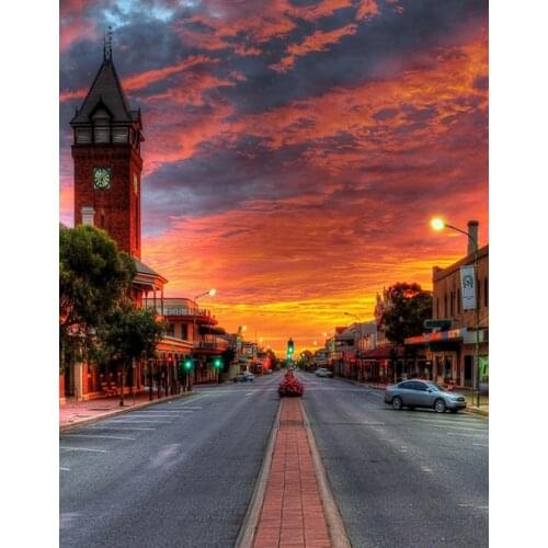 5x7ft Street View Sunset Photography Backdrops Photo Props Studio Background