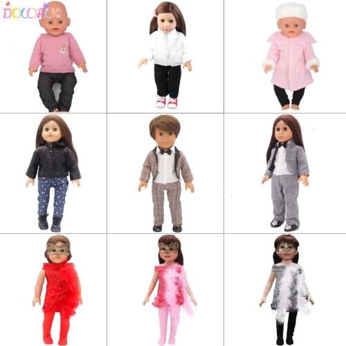 9 Colors Doll Winter Clothing Dolls Suit Outfit For 18 inch American and 43cm Baby Doll Cute Lovely Girl Doll Clothes