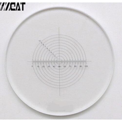 966 DIV 0.1mm Diameter 20.4mm Cross Line Scale Value Reticule Concentric Circle Micrometer Microscope Delimit Glass Reticle