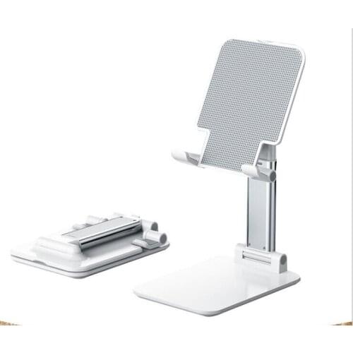 White Mobile Phone Holder Stand For iPhone iPad Xiaomi Adjustable Metal Desktop Tablet Holder Table Cell Foldable Extend Support