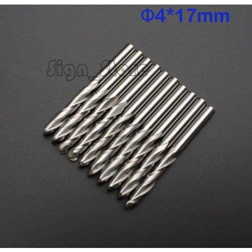 Free Shipping 10pcs 4mm SHK ballnose Two Double Flutes Spiral End Mills round bottomed Milling Cutter Spiral PVC Cutter 4X17mm