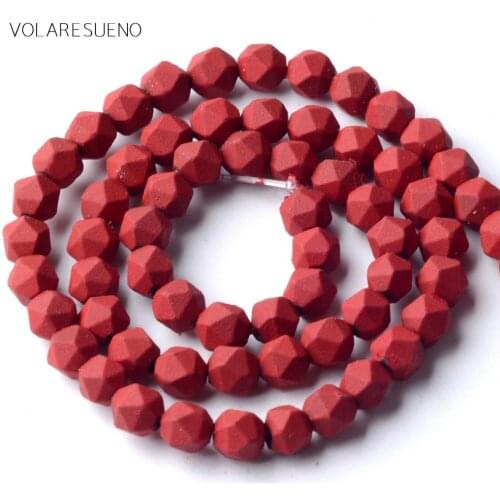 6mm Natural Faceted Dull Polished Red Hematite Stone Beads For Jewelry Making Spacer Loose Beads Diy Bracelet Strand 15"