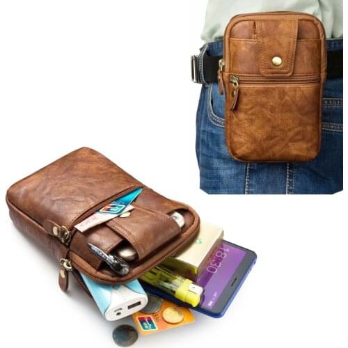 Waistband Hook Loop Belt Clip Leather Phone Case Dual Pouch For Galaxy A8+ (2018)/A8 (2018)/C7 (2017) J7+/C8/Note7R/Note edge/S5