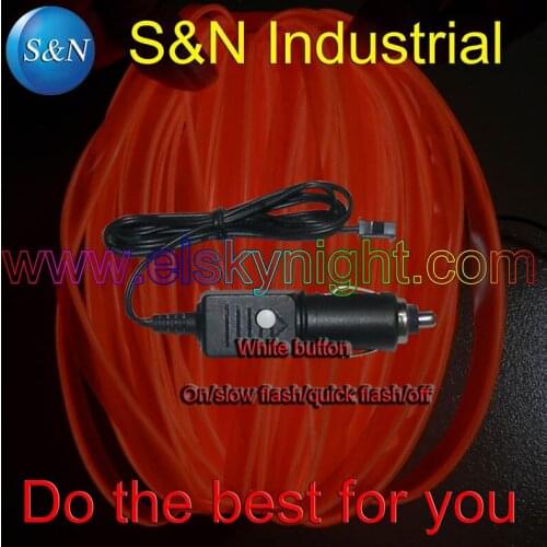 DC12V cigar plug el controller/driver/inverter+3meter Orange el wire with skirt /flat edge for car decoration free shipping