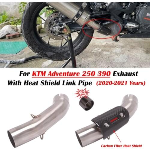 For KTM390 DUKE390 DUKE 125 200 250 390 RC390 Adventure 2020 2021 Motorcycle Exhaust Mid Link Pipe With Carbon Fiber Heat Shield