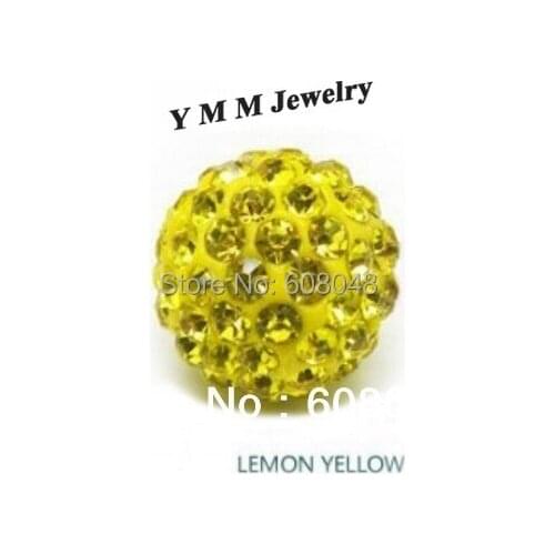 Hot 10mm Lemon Yellow Crystal Disco Ball Findings Charm Beads 24pcs