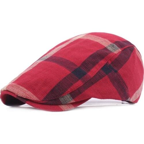 Fashion peaky blinder Men Mens summer cap Women Plaid Berets Cotton Gatsby Unisex Ivy Hat Golf Driving Sun Flat Cabbie Newsboy