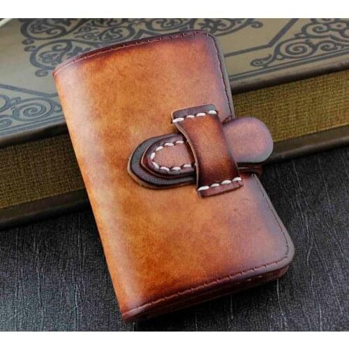 Genuine Leather Wallet Mens Womens Key Rings Holder Chain Wallet Case yellow KW3