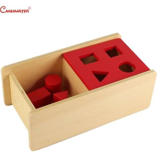 Sensory Practice Red Geometrics Box Wooden Toys Learning Games Teaching Aids Kids Baby Girl Educational Montessori Toys LT035