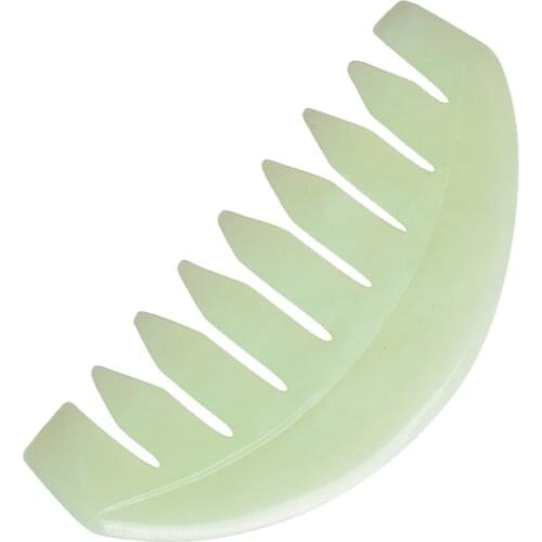 1pc Head Massager Stone Comb Natural Jade Stone Head Skin Scraping Massage Tool Scalp Massage Scraper Comb