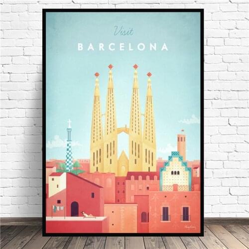 Barcelona Minimalist Travel Canvas Painting Art Print Poster Picture Wall Modern Minimalist Bedroom Living Room Decoration