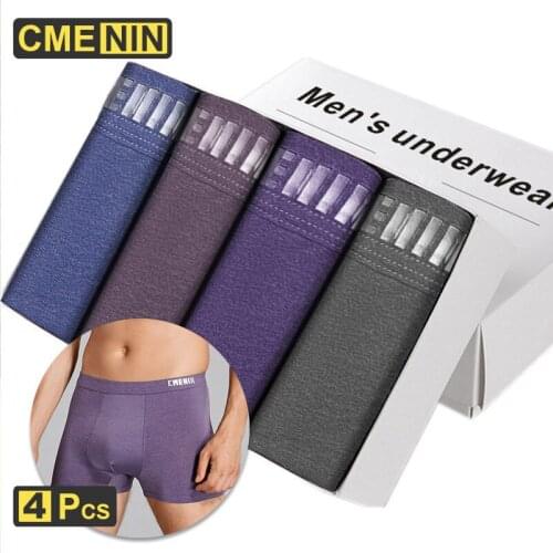 CMENIN 4Pcs Sexy Men Underwear Boxer Shorts Cotton U Pouch Cueca Male Panties Lingerie Gay Men Underpants Boxershorts 2021 CM009