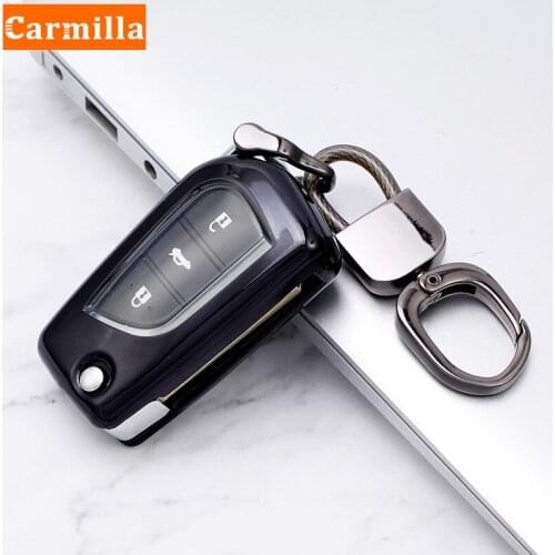 For Toyota Avensis Auris Camry Corolla IM RAV4 Verso Yaris Aygo Scion Soft TPU Flip Key Case Cover Shell Keychain Protector