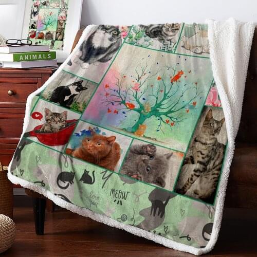 Colorful Plaid Cat Flowers Retro Soft Blankets For Beds Office Sofa Plush Blanket Bedspreads Quilt Drop Ship