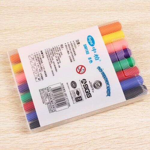 8pcs Double-head Permanent Oil Color Marker Pen Set 1.2mm Bold 0.6mm Fine Writing Gift Stationery School Student Supplies H6216