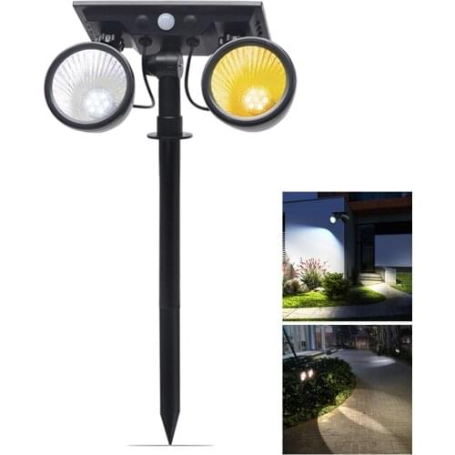 Solar Light Double Head Wall Lamp Sensor Solar LED Light Outdoor PIR Motion Sensor Spotlights Waterproof For Garden Patio