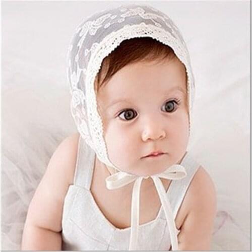New Hot Lovely Princess Kids Girl Hats 0-12 M Girl Cap Cotton Summer Baby Hat Children Lace Caps for 1 Year Birthday Party