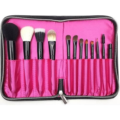 12 Pockets Organizer Brushes Bag Makeup Brush Bag Women Cosmetic PU Leather Makeup Brushes Case Storage With Zipper