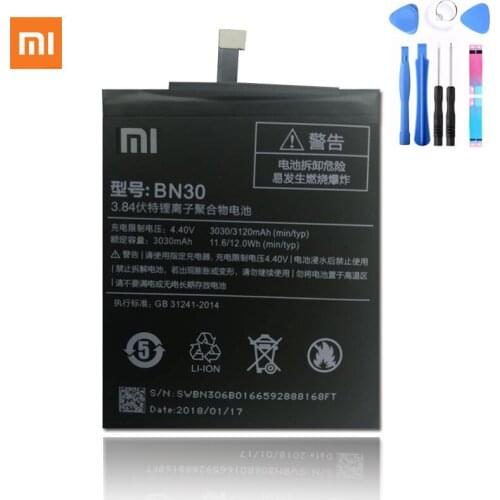 Original Xiao Mi Phone For Xiaomi Redmi 4A Battery BN30 3120mAh Redrice 4A Hongmi 4A Bateria High Quality+tools