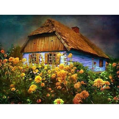 Full square & round 5d diy diamond painting cross stitch handmade hobby sewing art house landscape 3D mosaic kit Diamond drawing