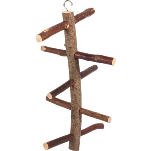Practical Bird Perch Natural Wood Bark Rotating Ladder Parrot Cage Stand Toy For Budgies Parakeet Cockatiel Cockatoo Conure Love