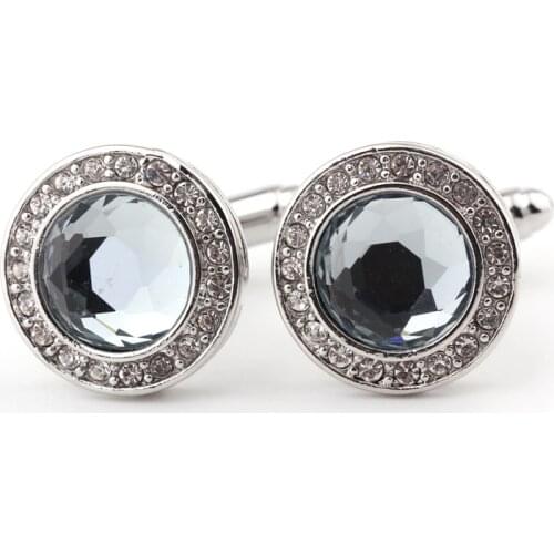 Gray glass crystal cufflinks mens shirts cufflinks cuff
