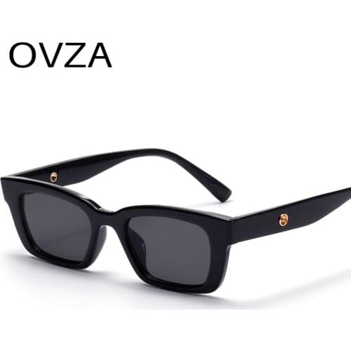 OVZA Rectangle Narrow Frame Mens Sunglasses Brand Designer Fashion Black Sun glasses for Women Anti-UV S1077