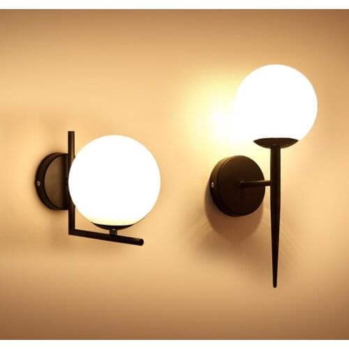 Modern Minimalist Glass BallWall Lamps Living Room Bedroom Bedside AC96V-260V E27 LED Sconce Lamp Aisle Lighting decoration