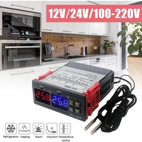 STC-3008 Computer Intelligent Dual Digital Display Temperature Control Electronic Thermostat Adjustable Thermostat Switch