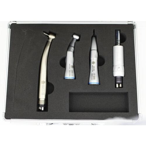 Dental High And Low Speed Straight Contra angle Handpiece Air Motor Push Button Air Turbine Tip 4 holes Dental Tools with led