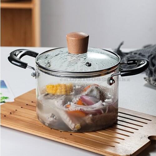 Soup pot high borosilicate glass open flame explosion-proof thickened binaural pot Gas stove induction cooker Universal