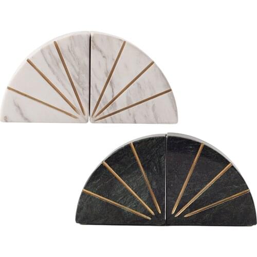 Heavy Decorative Bookend Non-slip Handcrafted Natural Marble Polished Book End Book Stopper Decoration