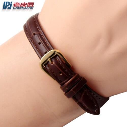 Universal Small Leather Wristband womens fiber small size Bracelet suitable for L-ongines C-K wristband 10 12 14mm black brown