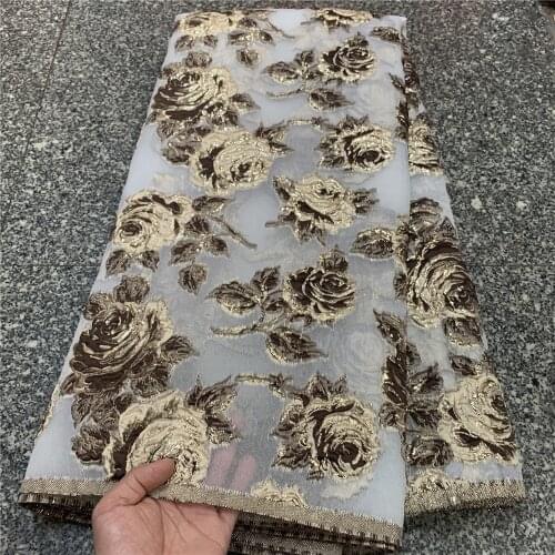 High Quality Nigerian Tulle Lace Fabric African Organza Flower Embroidery Guipure Party Gown Dress Brocade Jacquard ogs0008