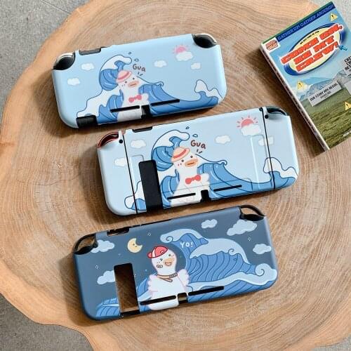 Cute Cartoon Couples Duck Surfing Holiday Gamepad Soft Protective Case For Nintendo Switch Lite Cover