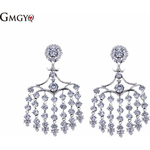 GMGYQ Zircons Mode Dames Oor Sieraden Wit Goud Kleur Groen Zirconia Stenen Piercing Stud Mooie Bloem Oorbellen Gift Jewelry