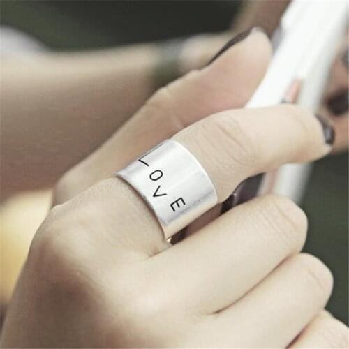 Temperament Silver Color Index Finger Ring for Women Fashion Smooth LOVE Open Ring Accessories Exquisite Jewelry Gifts
