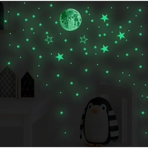Zollor 127PCS Luminous Stars Planet Wall Sticker Bedroom Childrens room Fluorescent Self-adhesive Creative Decoration Stickers