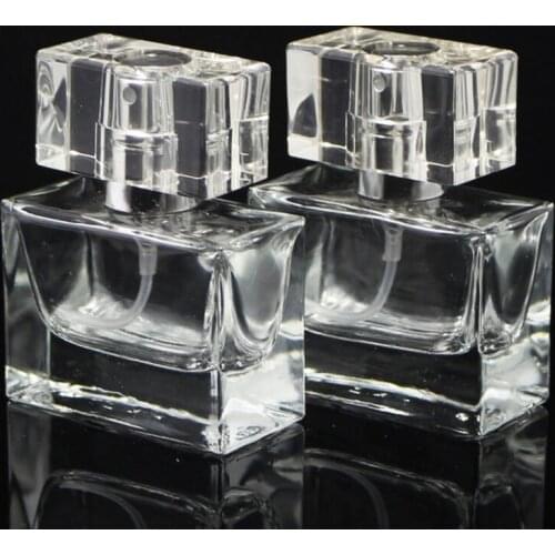 100pcs High Quality Square Glass Perfume Bottle 30ml Clear Glass Spray Bottle Empty Fragrance Bottle